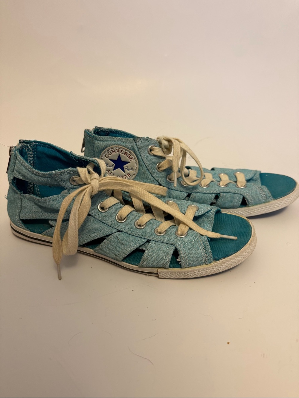 Converse Women's Teal Cutout Low-Top Sneakers with Cream Laces